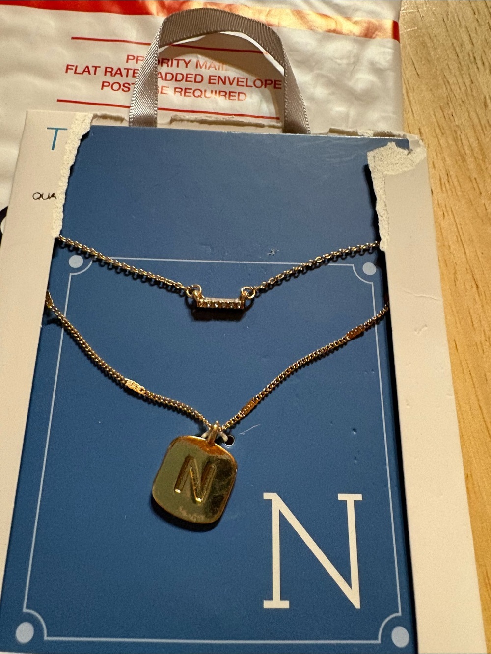 Gold Letter 'N' Layered Necklace - Women's Jewelry